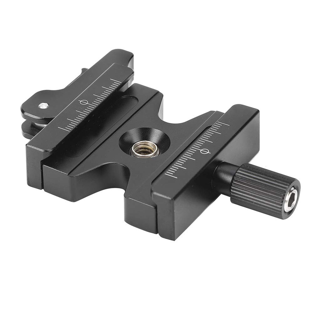 50mm Aluminium Alloy Plate Clamp, Dual Lock Ballhead, All Metal Locking Knob, Non Slip, Compatible with Most Tripods or Monopods,