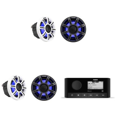 KICKER Fusion MS-RA60 Marine Stereo with Wireless Connectivity w/ (2 Pair) 51MSC654 - MSC 6.5-Inch Premium Marine 4-Ohm LED Coaxial System, Pair