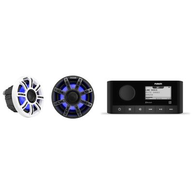 Fusion MS-RA60 Marine Stereo with Wireless Connectivity w/ 51MSC654 - MSC 6.5-Inch Premium Marine 4-Ohm LED Coaxial System, Pair