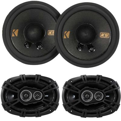 Kicker DSC69304 DS-Series 6x9 3-Way Speaker Bundled with KSC2704 2.75" Mid-Range Speaker
