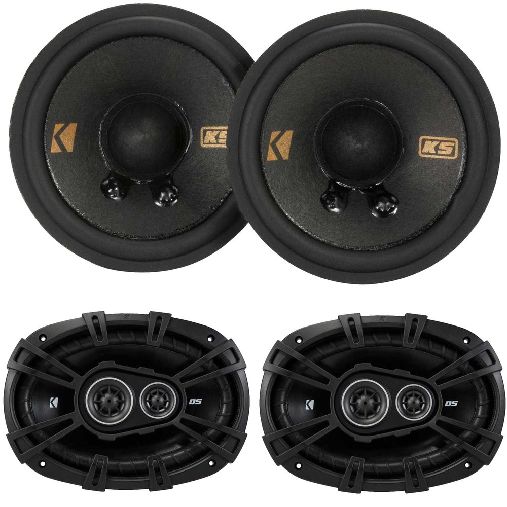 Kicker DSC69304 DS-Series 6x9 3-Way Speaker Bundled with KSC2704 2.75" Mid-Range Speaker