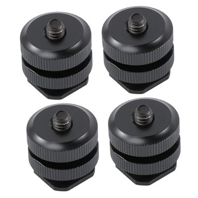 OSOLADY 4PCS Hot Shoe Mount Adapter Double Layer Tripod Screw Mount for DSLR Cameras Compatible Flash Holders Aluminum Alloy Photography Accessories