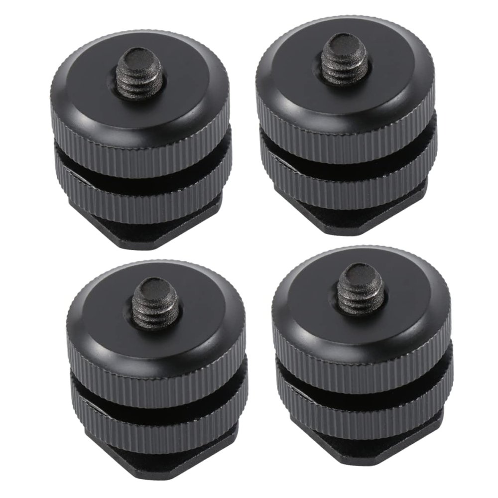 OSOLADY 4PCS Hot Shoe Mount Adapter Double Layer Tripod Screw Mount for DSLR Cameras Compatible Flash Holders Aluminum Alloy Photography Accessories