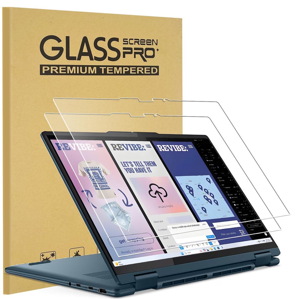 2 Pack Tempered Glass Screen Protector for Lenovo IdeaPad 5 / 5i 2-in-1 16" / IdeaPad Flex 5 / 5i 2-in-1 16" Touchscreen Laptop (16 inch) 9H Hardness, Scratch Resistant, Lenovo Pen Compatible