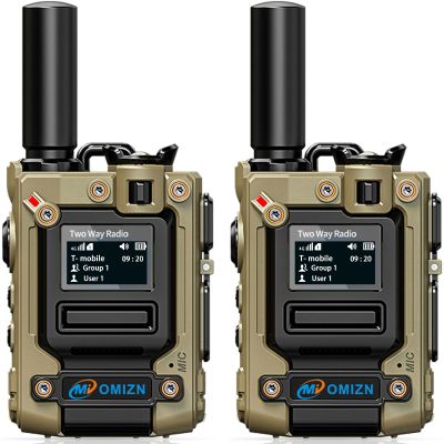 OMIZN M8 Global Walkie Talkie with SIM Card Unlimited Range Cellular Network PoC Two Way Radios Long Range 6800mAh AES256 IP54 Shockproof Noise Reduction MON Type-C Charging 2 Pack
