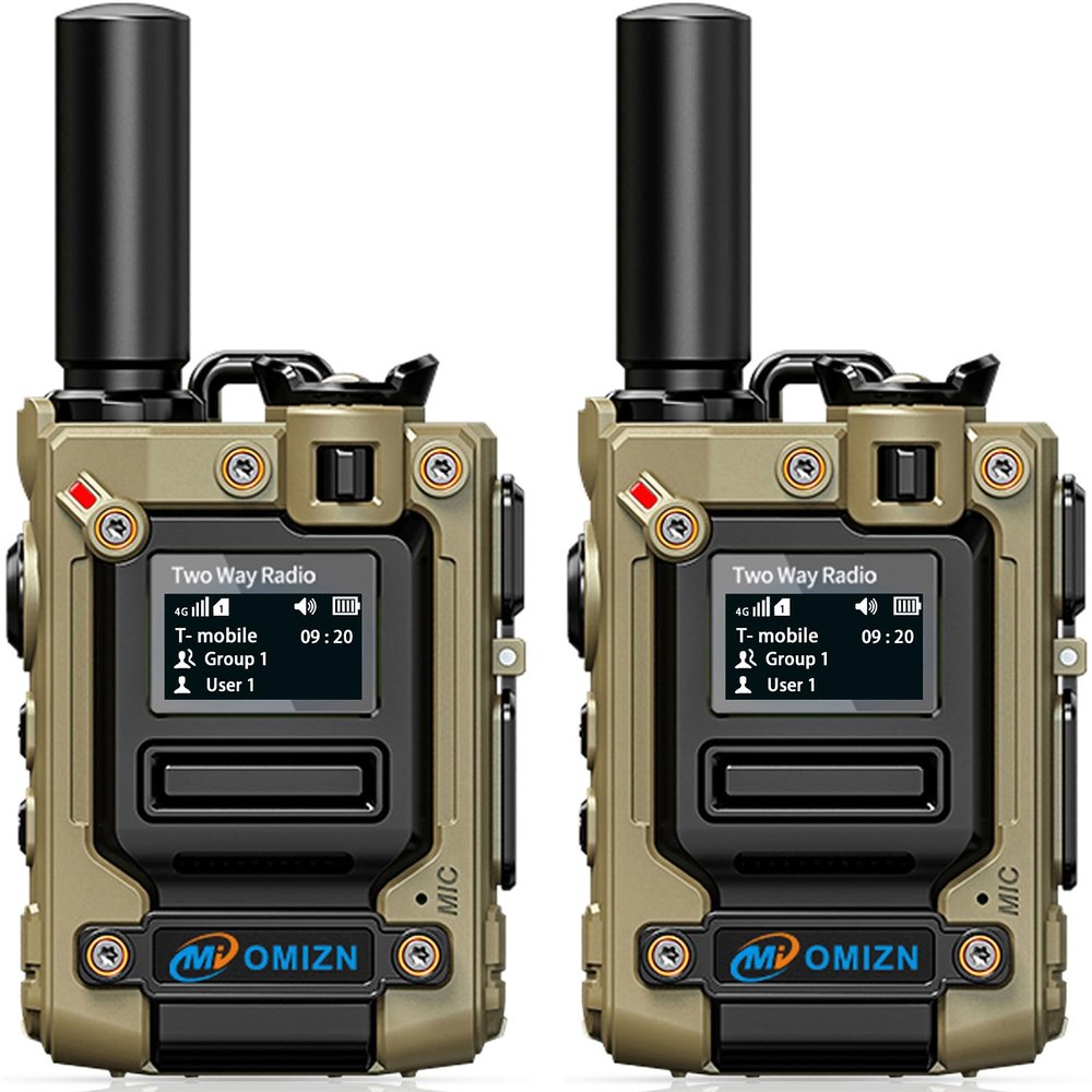 OMIZN M8 Global Walkie Talkie with SIM Card Unlimited Range Cellular Network PoC Two Way Radios Long Range 6800mAh AES256 IP54 Shockproof Noise Reduction MON Type-C Charging 2 Pack