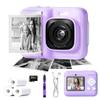 ETIKEZ Kids Camera, 1080P Instant Digital Print Camera for Kids, Christmas Birthday Gifts for 4 5 6 7 8 9 10 Year Old Girls Boys, Portable Toy with 32GB SD Card & 3 Rolls Printing Paper, Purple view 1
