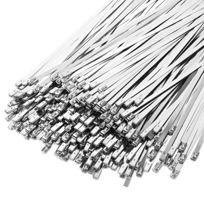 500 Pcs Metal Zip Ties 11.8 Inch Heavy Duty 304 Stainless Steel Zip Ties Self Locking 220 Pound Tensile Strength Cable for Outdoor Workshop Canopy Chain Link Fence Exhaust Wrapping