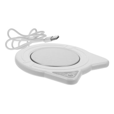 JECOMPRIS 1Set Mug Warmer USB Charging Coaster Thermostatic Cup Mat for Office Use Automatic Shut Off Elegant White Design for Lovers Keeps Beverages Warm