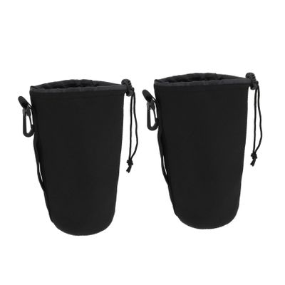 Angoily 2Pcs Xl Drawstring Neoprene Lens Pouch Flexible Camera Lens Bag Protective Case for DSLR and Mirrorless Cameras Design Convenient Hook for