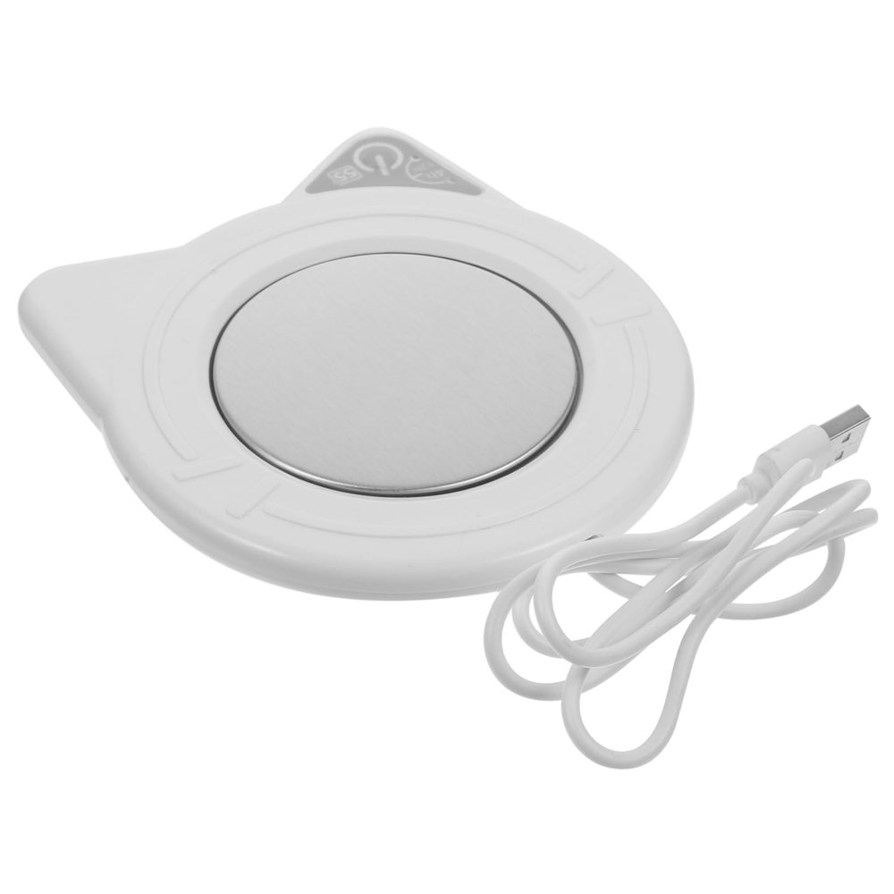 ULTECHNOVO 1Set Constant Temperature Mug Warmer Electric Tea Cup Heater Auto Shut Off Coaster for Milk and Sleek White Design for Home Office Use
