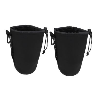 STOBOK 2 PCS Neoprene Lens Pouch for Camera Shockproof Drawstring Lens Case XL Size Protective Pouch Waterproof Camera Accessories