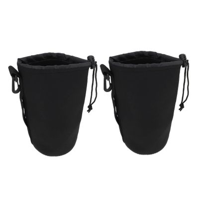 Gadpiparty 2PCS Neoprene Lens Pouch Bag for DSLR Camera Lens Water-Resistant Flexible Insulation Drawstring Closure for Photographers