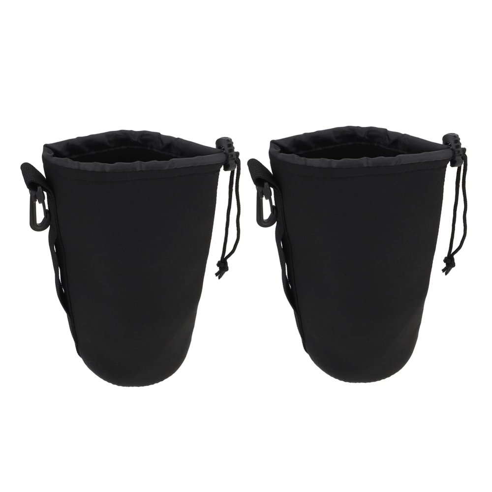 Gadpiparty 2PCS Neoprene Lens Pouch Bag for DSLR Camera Lens Water-Resistant Flexible Insulation Drawstring Closure for Photographers