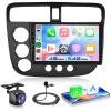 4G+64G Android 15 Car Stereo for Honda Civic 2001-2005 with Wireless Carplay Android Auto, 9 Inch 1280 * 720 Touch Screen GPS/WiFi/Bluetooth 5.0/ FM/32EQ/ SWC/Backup Camera view 1