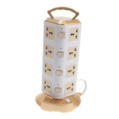 FUNNETOYU Multi Plug Charging Tower with USB Ports Power Strip for Home Office Fireproof Material Portable Design Electrolysis Testing Compatible