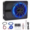 10 Inch 800W Powered Car Subwoofer, Slim Under Seat Sub Built-in Amplifier, Blue LED Light Efficient Heat Dissipation, Powerful Bass for Car Truck SUV Audio view 1