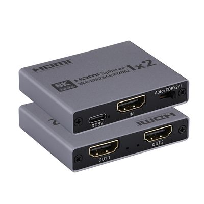 2025 Upgraded 8K@60Hz HDMI 2.1 Splitter 1 in 2 Out, 4K@120Hz HDMI Splitter Duplicate Only, Support 48Gbps HDCP2.3 HDR10+ 3D Dolby Vision, Compatible with TV Box, PS5, DVD Player