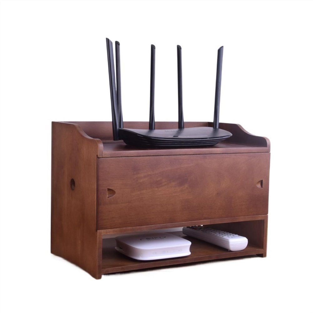 AEYSD-456 Cable Tidy Box Solid Wood Wireless WiFi Router cat Box Socket Set-top Box Shelf Desktop Cover Box Storage Box Cable Management(M)