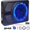 10 Inch 800W Powered Car Subwoofer, Under Seat Slim Design Built-in Amplifier, Blue LED Ambient Light, Enhanced Heat Dissipation Deep Bass for Car Truck SUV view 1