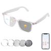 AI Smart Glasses, Bluetooth Translation Glasses for Men Women, Smart Audio Sunglasses with Real Time Translation (160+Languages), Photochromic Lenses, Music Blue Light Glasses for Travel Business-Pink view 1