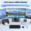 3 Monitors 2 Computers KVM Switch, Reyoten 8K KVM Switches,3 Monitors 2 Computers HDMI DP Switch, 4K Switch for 2 PCs Share Monitor Keyboard Mouse Printer with 2 USB Cables, Power Adapter view 3