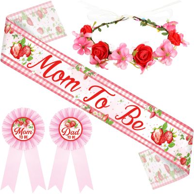 Ceenna Strawberry Baby Shower Decorations Mom to Be Sash