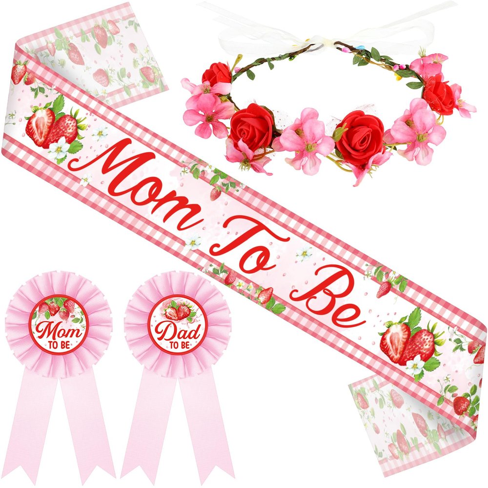 Ceenna Strawberry Baby Shower Decorations Mom to Be Sash