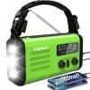 20000mAh Portable Emergency Weather Radio, AM/FM/NOAA, USB-C/Solar/Hand Crank Charging, Flashlight & Reading Lamp, SOS Alarm, Cell Phone Charger for Home & Outdoor Surviva - Green view 1