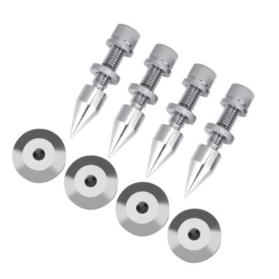 4 Pcs HiFi Speaker Spike Isolation Feet Pads, Metallic Plated Copper Material, Height with Balancing Nut, Eliminate Ground Pollution for Sound, Shockproof for Speakers