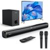 Karaoke Soundbar with Subwoofer for TV: Sound Bar with 2 Wireless Microphones - Home Theater Surround Sound System - Bluetooth Speaker with Remote Supports HDMI ARC/Optical/AUX/USB for TV/PC view 1