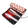 Light Coral Chessboard Hot Hair Tools Travel Bag with Heat Resistant Pad Dustproof Travel Hair Straightener Bag for Flat Irons, Straighteners, Curling Irons Hair Accessories Organizer view 2