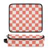 Light Coral Chessboard Hot Hair Tools Travel Bag with Heat Resistant Pad Dustproof Travel Hair Straightener Bag for Flat Irons, Straighteners, Curling Irons Hair Accessories Organizer view 3