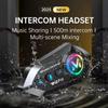 Laugwey Motorcycle Helmet Bluetooth Headset,Wireless Bluetooth Helmet Headphone Intercom with Handsfree Call/500M Distance/IP56 Waterproof/Voice Assistant/Music Sharing/RGB Light (1Set - Hard Mic) view 3