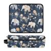 Cartoon Elephant Navy Blue Hair Tool Travel Bag for Women and Heat Resistant Mat with Zipper Waterproof Portable Open Flat Travel Bag for Flat Irons, Straighteners, Curling Irons Travel Bag for Women view 3