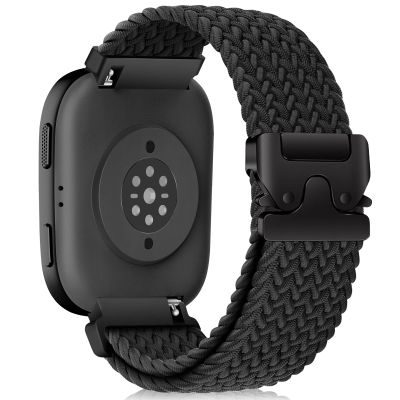 MiKoyi 22mm Nylon Braided band Compatible With Amazfit Bip 6/5/5 Unity, Active Max, Stretchy Braided Strap Nylon Sport Strap for Amazfit Balance 2/1, T-Rex 3 Pro 48mm, GTR 4/3 Pro/3/2e - Black