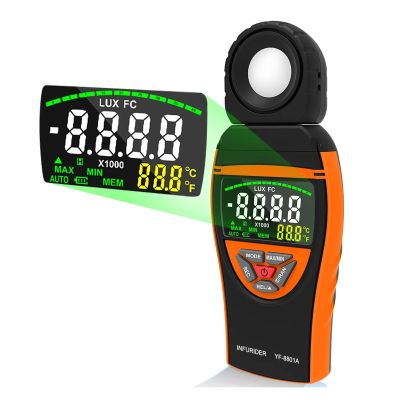 Light Meters, Digital Illuminance Meter,High Accuracy and Fast Response,Light Detector: Used for Light Detection,LCD Display,1-400,000Lux(8801A)