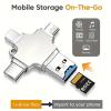 4 in 1 Memory Micro SD Card Reader USB Type C Lighting Reader Portable Reader view 2