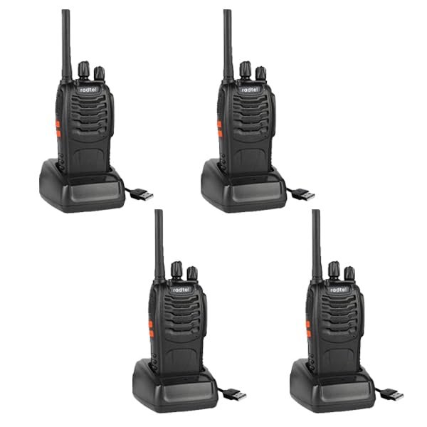 Radtel RT88 Rechargeable Walkie Talkies Long Range Handheld License-Free Two Way Radio 16CH Handsfree USB Charging LED Flashlight (4 Pack)