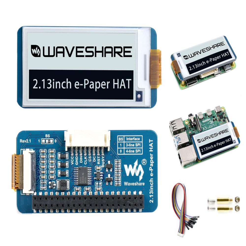 2.13inch E-Ink Display HAT V4 Version Compatible with Raspberry Pi 5/ 4B/3B+/3B/2B/A+/Zero W/Zero 2 W/Pico W/Pico 2WJetson Nano, 250x122 Pixel e-Paper HAT, SPI Interface, Support Partial Refresh