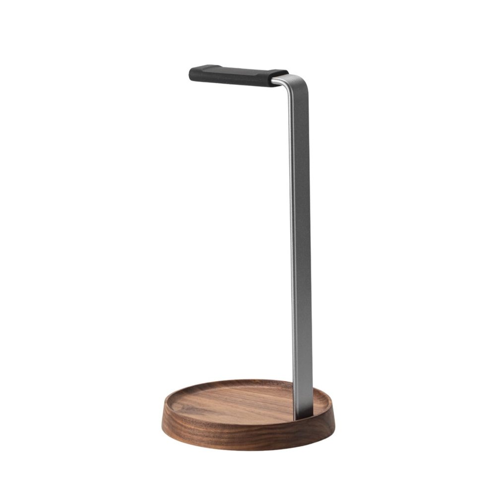 BJOHVPPS Headphone Stand, Solid Wood Aluminum Alloy Headset Stand for Desk, Universal Headphone Holder with Storage Base for Gaming