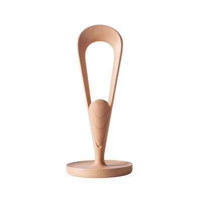 BJOHVPPS Headphone Stand, Headphone Holder Display Stand, Solid Wood Curved Headset Stand with Storage Tray and Bobbin Winder(Beech)