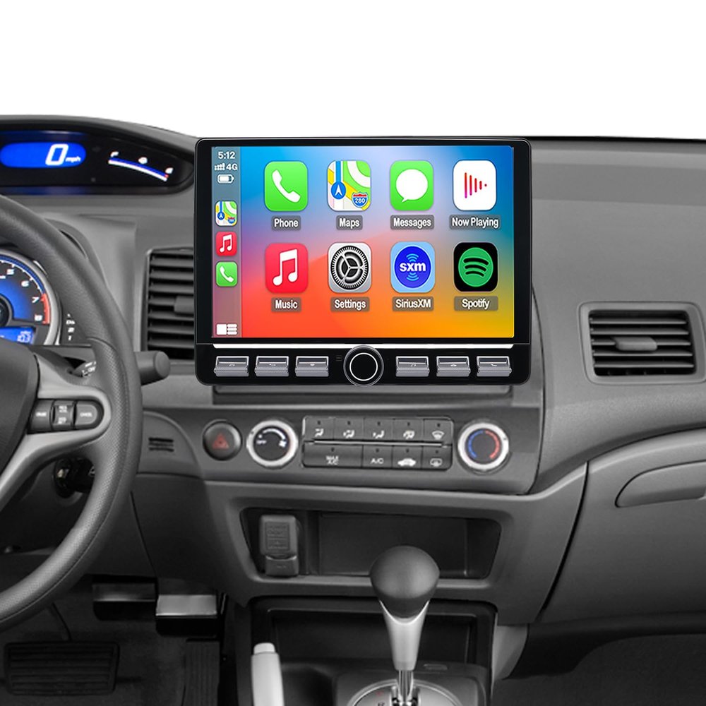4G LTE QLED Radio for Honda Civic 2006 2007 2008 2009 2010 2011 Upgrade,8-Core CPU Touch Screen Stereo,Wireless CarPlay & Android Auto,Free Camera