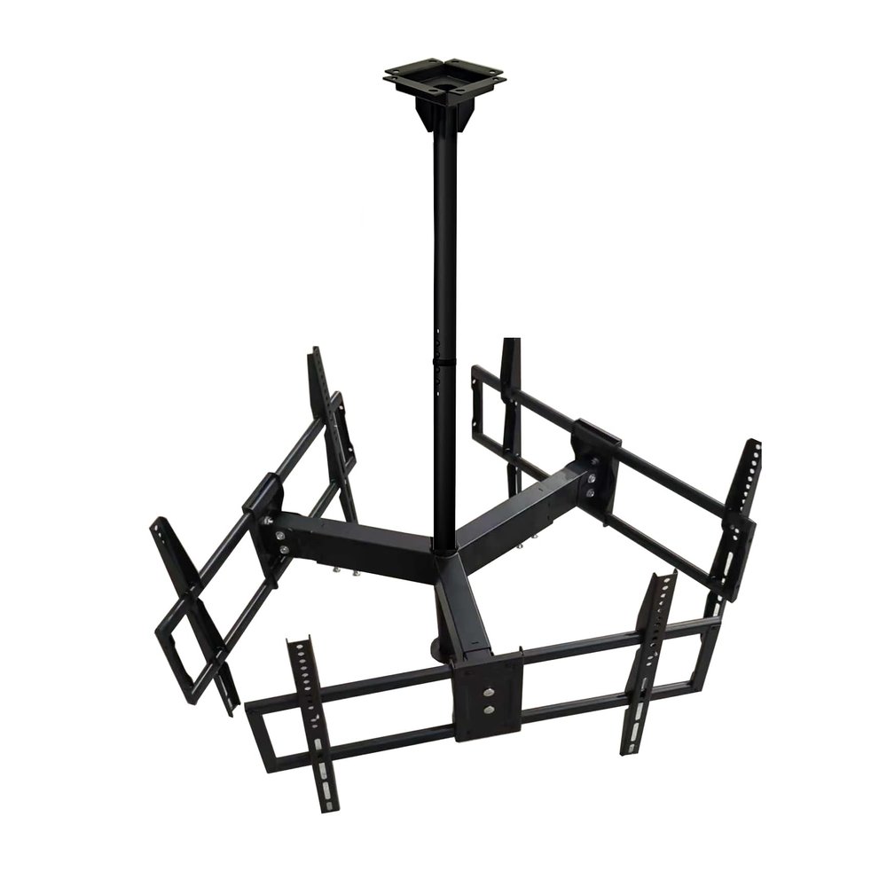 Commercial Grade 3 tv Ceiling Mount for 32-65 inch Flat Screen TVs, 360 Swivel, Tilt, Height Adjustable, Three tv Ceiling Mount Support 3 Screens, Max VESA 600x400mm (3 Screens)