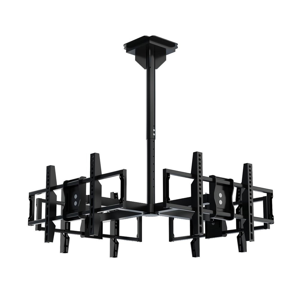 4 tv ceiling mount for 32-65 inch Flat Screen Displays, 360 Swivel Full Motion, Tilt, Height Adjustable 4 sided ceiling TV mount, four tvs ceiling mount Support 4 screens440 Lbs Capacity (4 screens)