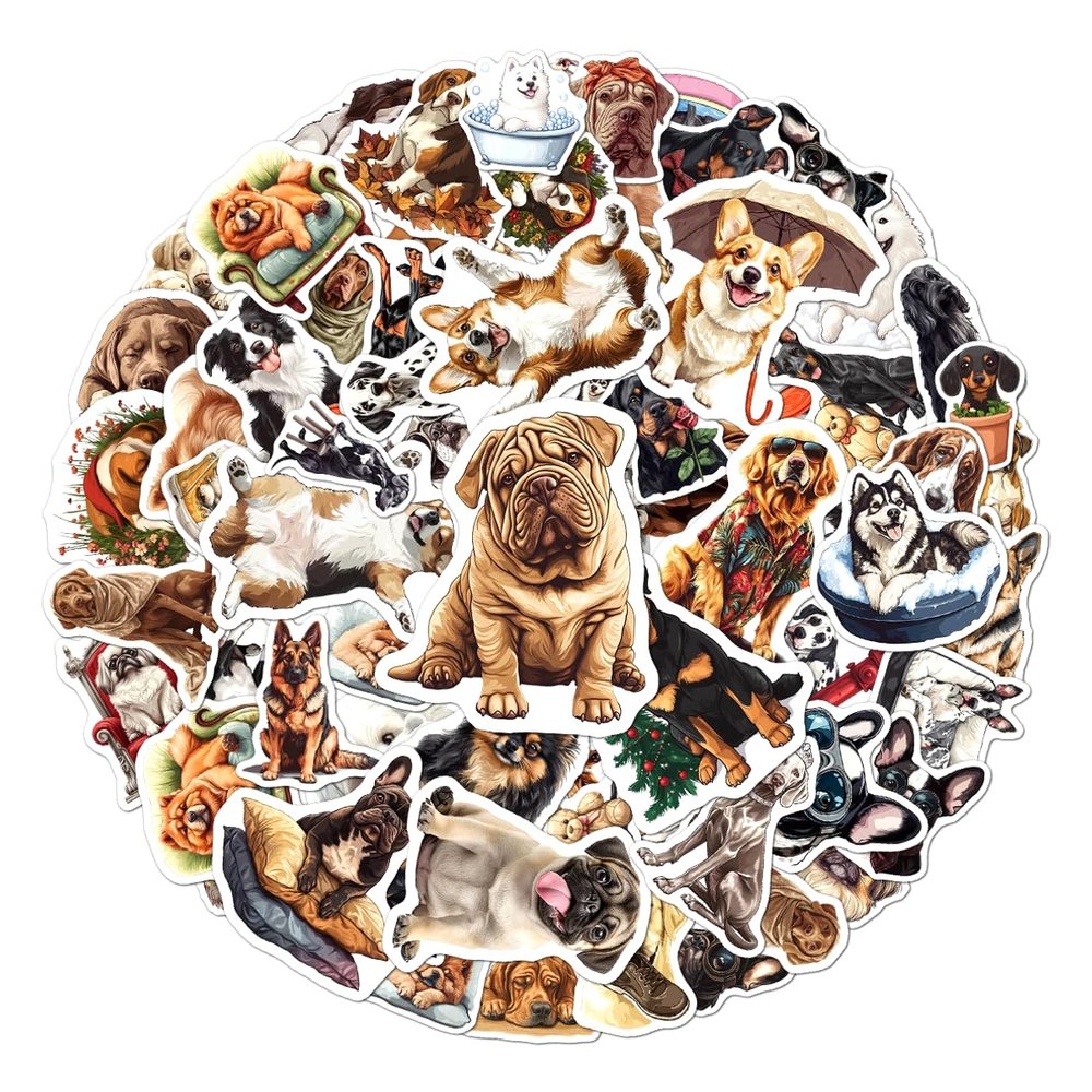 108 PCS Cute Dog Stickers for Kids, Waterproof Vinyl Animal Puppy Decals for Laptop, Phone, Water Bottle, Skateboard, Scrapbook, Party Favors Gifts for Teens, Boys and Girls