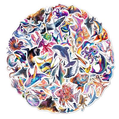 108 PCS Marine Life Stickers, Waterproof Vinyl Ocean Animal Stickers, Sea Decals for Kids, Scrapbook, Water Bottle, Laptop, Skateboard, Party Favors, Unique Underwater Design