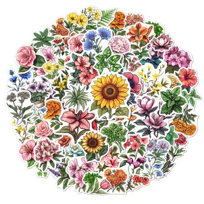 108 PCS Floral Stickers Pack, Aesthetic Botanical Vinyl Waterproof Stickers for Laptop, Water Bottle, Journaling, Floral Decals for Adults, Teens, Crafts, Scrapbooking, Gifts