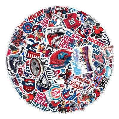 108 PCS Ice Hockey Stickers Pack, Waterproof Vinyl Decals for Water Bottles, Laptop, Phone, Skateboard, Sports Team Party Decorations, Gifts for Hockey Fans Teens Kids Adults