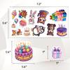 108 PCS Happy Birthday Stickers for Kids, Cute Vinyl Celebration Decals for Birthday Party Favor, Waterproof Cartoon Animal Cake Balloon Gift Stickers for Laptop, Water Bottle view 3